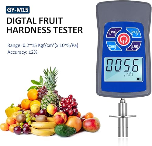 Weytoll Digital Fruit Hardness Tester Meter Mini Fruit Penetrometer Durometer with Range 0.2 to 15 Kgf/cm² (x10^5 Pa) Load Division Value 0. 01Kgf/cm² Pressure Head Diameter Φ11.1mm for Fruits - Poueer