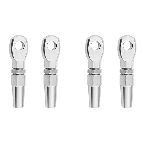 4Pcs 316 Stainless Steel Swageless Eye Terminals, Marine Grade DIY Cable Fitting Kit for Rigging, Balustrade - Poueer