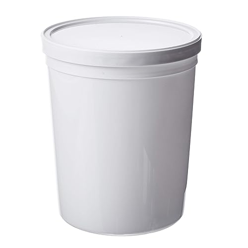 Consolidated Plastics 43900 Round Tub with Cover, HDPE, 80 oz., 10 Piece, White - Poueer