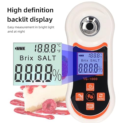 Digital Sugar Brix Refractometer with LCD,0 to 60% Range Brix Meter,Portable Rechargeable Sugar Content Measurement for Fruit Vegetables Coffee Maple Syrup - Poueer