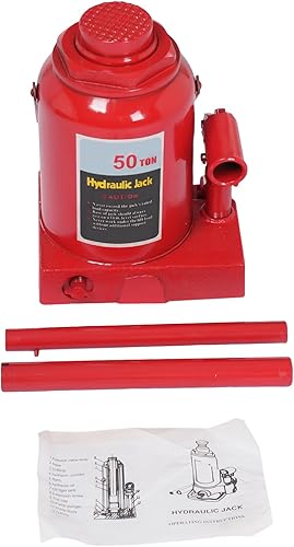Hydraulic Welded Bottle Jack 50T(110,231lbs) Capacity for Auto Repair and House Lift, Red - Poueer