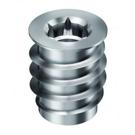 RAMPA® Made in DE Threaded Steel Insert (50 pcs.) with hex Drive and Sealing Collar 1/4-20' Internal Thread (d), 12mm Diameter (D) X 18mm Length (L) Works Best in All Wood Materials and substrates - Poueer