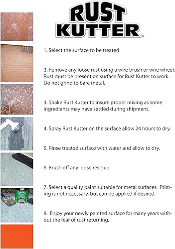 Rust Kutter- Gallon - Stops Rust and Converts Rust Spots to Leave a Primed Surface Ready to Paint, Professional Rust Repair Manufactured in USA - Poueer