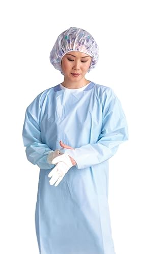 Medline Disposable Polyethylene Isolation Gowns, Thumb Loop, Blue, Regular Size, Case of 75 Each - Poueer