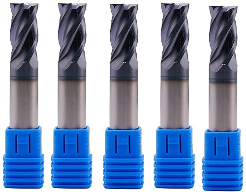 BestParts High Performance 5pcs 7/16' Solid Carbide Square End Mills, AlTiN Coated, 4 Flute, 30 Degree Helix, 7/16' Cutting Diameter, 7/16' Shank Diameter, 1' Length of Cut, 2-3/4' Overall Length - Poueer