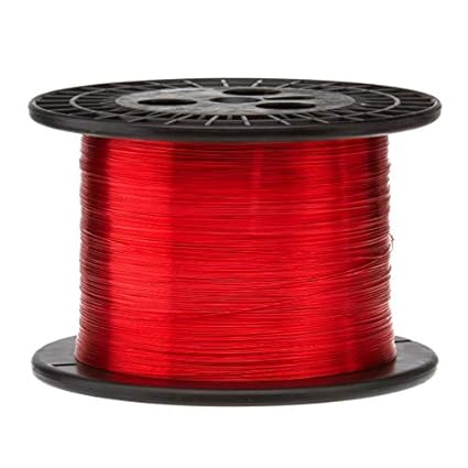 Magnet Wire, Heavy Build Enameled Copper Wire, 23 AWG, 2.5 lb, 1563' Length, 0.0249' Diameter, Red - Poueer