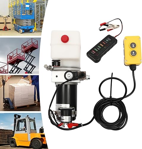 Hydraulic Power Unit 1.58 Quart Hydraulic Pump Dump Truck Hydraulic Pump Single Acting Dump Truck Hydraulic Pump 12V DC with Plastic Reservoir for Dump Trailer Car Lifting - Poueer