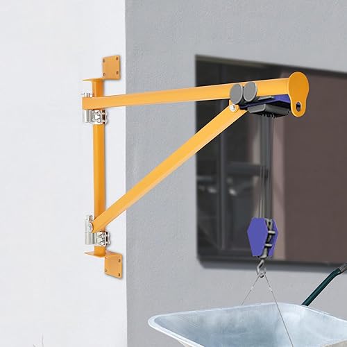 Wall Mount Jib Crane, 440lbs Capacity Wall Mount Hoist Bracket, 180° Swing Alloy Steel Heavy Duty Crane Support Arm Swing Arm Crane Bracket (Red) - Poueer