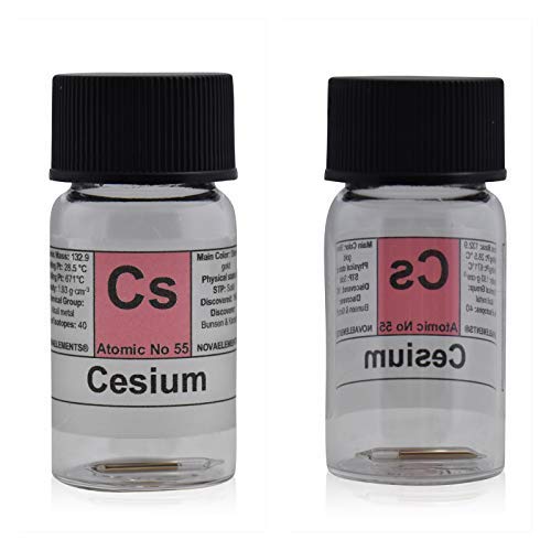 Cesium Metal Element 55 Sample Cs, Pure 15 mg 99,99% Argon Sealed Inside Labeled Glass Vial - Poueer