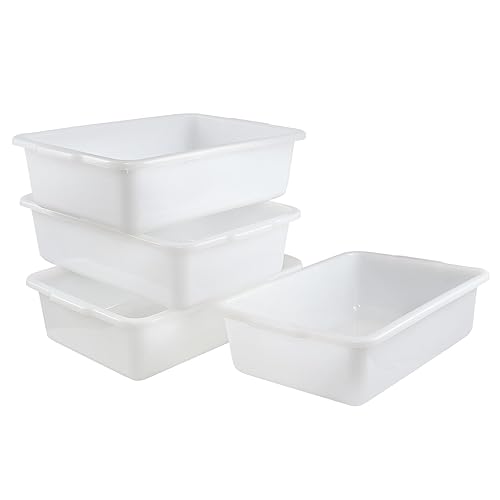 4-Pack 32 Liter Large Black Bus Tubs, Commercial Plastic Bus Trays - Poueer