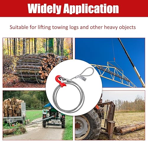 Single Leg Wire Rope Sling, 2.5T Vertical Rated Capacity 8.2FT, 1/2' Flemish Eye Loop Sliding Choker with Heavy Duty Thimble, Heavy Duty Rigging Cable for Lifting Towing Pulling - Poueer