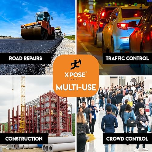 Xpose Safety 45' Blue Delineator Posts with Base, 3-Pack – Ring Top, 10' Reflective Band, 13 lb Rubber Base – Traffic, Parking, Construction, Events - Poueer