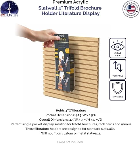 Marketing Holders 12 Pack Slatwall Brochure Holder Space Saving Rack Cards Organizer No Assembly Slot Wall Caddy for 4' Info Sheets or Flyers for Convenience Stores Offices and Libraries - Poueer