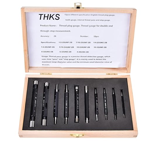 Thread Plug Gauge High Accuracy Double End Through Stop Measurement Hand Tool for Hardware Tool Thread Diameter Measurement 10Pcs (Imperial Thread) - Poueer