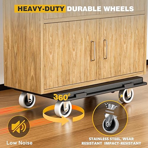 Furniture Dolly,Furniture Movers with Wheels, 500 lbs Capacity, Moving Dolly Cart Heavy Duty,4 Wheels Small Flat cart for Moving Heavy Duty,2 Pack,Black - Poueer