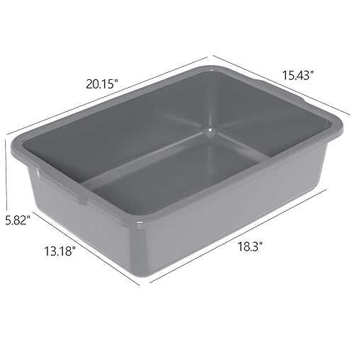 6-Pack 24 L Commercial Bus Tub, Plastic Bus Box, Gray - Poueer