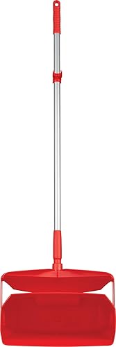 Remco - A Vikan Company 62504 Lobby Dustpan with Broom, Polypropylene/Polyester/Aluminum, 7' X 14' Bin, 37' Handle, Red - Poueer