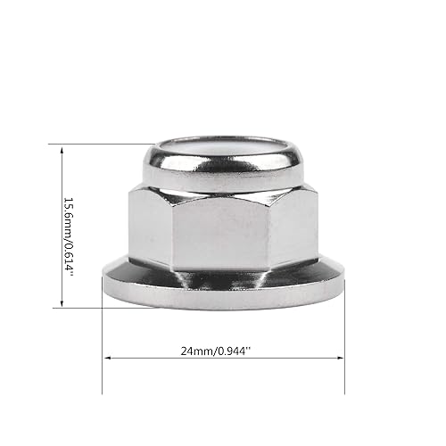 Titanium M6 M8 M10 M12 M14 Nuts Flange Nylon Lock Nut Pack of 6 (M12 Pitch 1.25mm) - Poueer