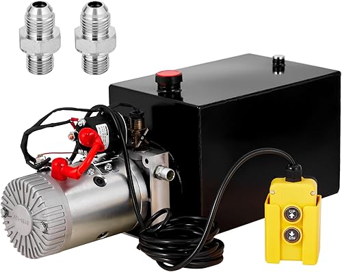 Hydraulic Power Unit, 12V 13 Quart Hydraulic Pump, Single Acting Hydraulic Power, Dump Trailer Pump with 12L Steel Tank, Car Lift Hydraulic Power Unit Fir Auto Repair - Poueer