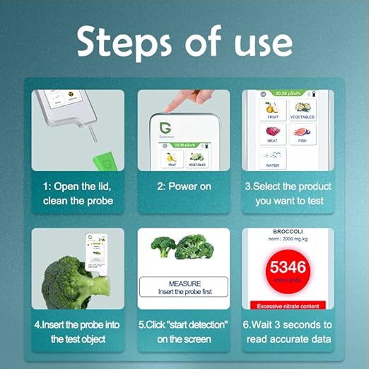 3FW Food Detector Nitrate Tester for Fish Fruit Vegetable Meat,TDS Water Tester for Home Health-White - Poueer