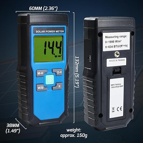 Digital Solar Power Meter BTU W/M2 Tester Handheld Portable - Poueer