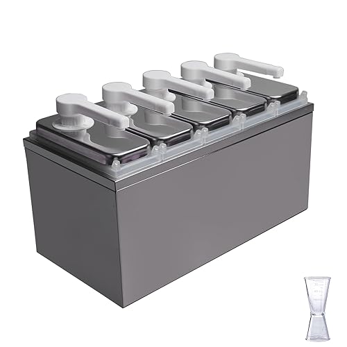 Condiment Pump Dispenser, Stainless Steel Ketchup Pump Dispenser with Measuring Jigger Set-Detachable Leak-Proof Design|for Sauce Honey Syrup Dressing|Commercial & Home Kitchen Use (2L-4jars) - Poueer