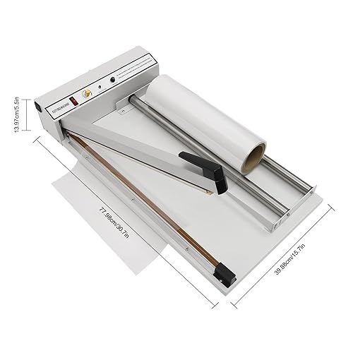 24' Shrink Wrap Machine, 530W Sealer with Heat Gun, Adjustable Temperature Heat Sealing for PVC, POF, PP, PE Films, Ideal for Packaging and Protection - Poueer