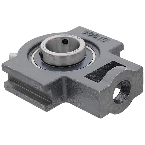 [2-Pack] UCT206-19 - Take-Up Housing Ball Bearing Unit, Insert Bearing UC206-19, Cast Iron Housing T206, Bore Shaft 1.187 in (30.16 mm), Set Screw Locking, 4.449 in (113 mm) Length Total - Poueer