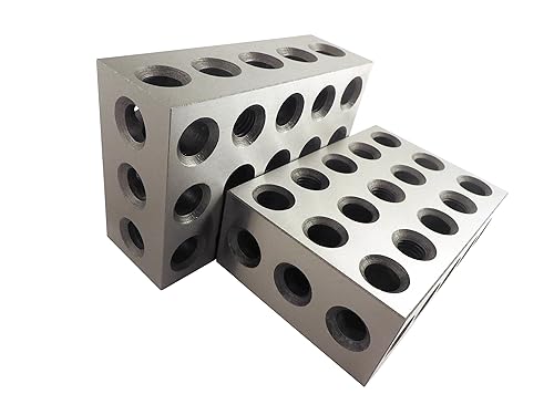 2-4-6 Blocks Matched Pair (2 Each), Hardened Steel RC 55-62, 23 Holes (2x4x6 Inches) 246 Precision Ground Machinist Set Up Blocks TTW246 - Poueer