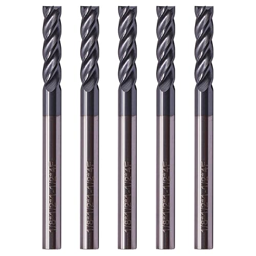 BestParts High Performance 5pcs 7/16' Solid Carbide Square End Mills, AlTiN Coated, 4 Flute, 30 Degree Helix, 7/16' Cutting Diameter, 7/16' Shank Diameter, 1' Length of Cut, 2-3/4' Overall Length - Poueer