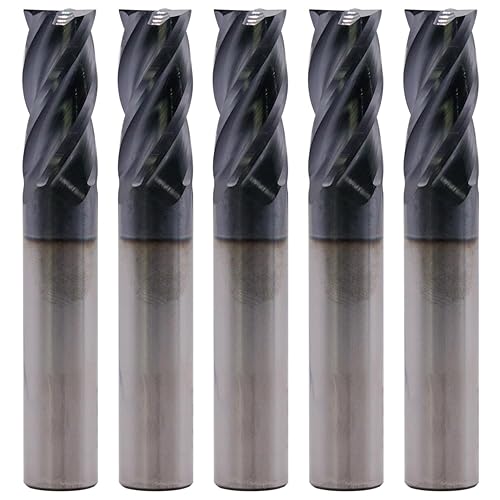 BestParts High Performance 5pcs 7/16' Solid Carbide Square End Mills, AlTiN Coated, 4 Flute, 30 Degree Helix, 7/16' Cutting Diameter, 7/16' Shank Diameter, 1' Length of Cut, 2-3/4' Overall Length - Poueer
