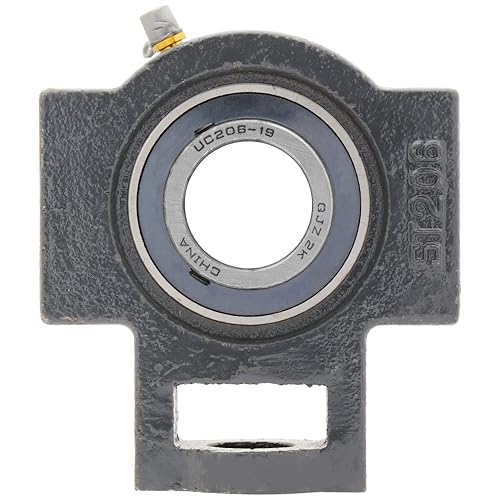 [2-Pack] UCT206-19 - Take-Up Housing Ball Bearing Unit, Insert Bearing UC206-19, Cast Iron Housing T206, Bore Shaft 1.187 in (30.16 mm), Set Screw Locking, 4.449 in (113 mm) Length Total - Poueer