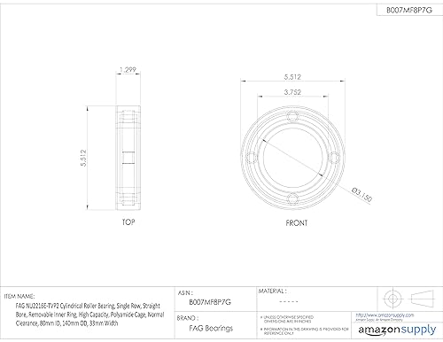 NU2216E-TVP2 Single Row Cylindrical Roller Bearing, Straight Bore, Removable Inner Ring, High Capacity, Polyamide Cage, Normal Clearance, 80mm ID, 140mm OD, 33mm Width - Poueer