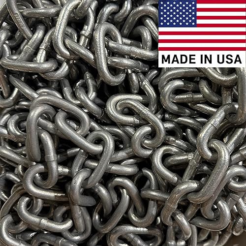 Made in USA 1/4' G43 High Test Chain NACM, Anchor Chain WLL 2,600 lb, Thick Hot Dipped Galvanized, Multiple Length Avaliable (20ft) - Poueer
