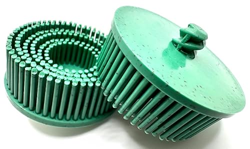 5 Pack 2' 50 Grit Green R-Type Bristle Disc | Ceramic-Aluminum Oxide Abrasive Bristle Disc with Quick Change Roll Lock | Compatible with Roloc Holders | Pack of 5 | Green - Poueer