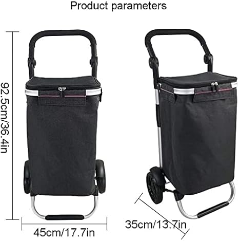LJYT Shopping cart Shopping cart Aluminum Frame Foldable Grocery Trolley with Bag Bearing Wheel Portable Shopping Trolley (Color : Houndstooth, Size : 17.7 * 13.7 * 36.4Inch) - Poueer