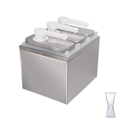 Condiment Pump Dispenser, Stainless Steel Ketchup Pump Dispenser with Measuring Jigger Set-Detachable Leak-Proof Design|for Sauce Honey Syrup Dressing|Commercial & Home Kitchen Use (2L-4jars) - Poueer