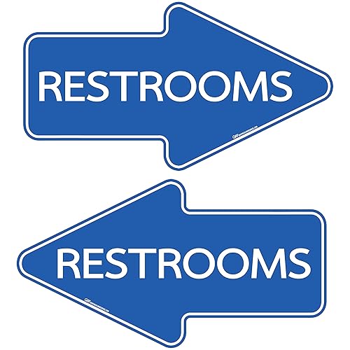 Restroom Wayfinding Floor Signs - 10-Pack - Laminated Floor Marker by Graphical Warehouse - 15.95x8.70 in (Neutral) - Poueer