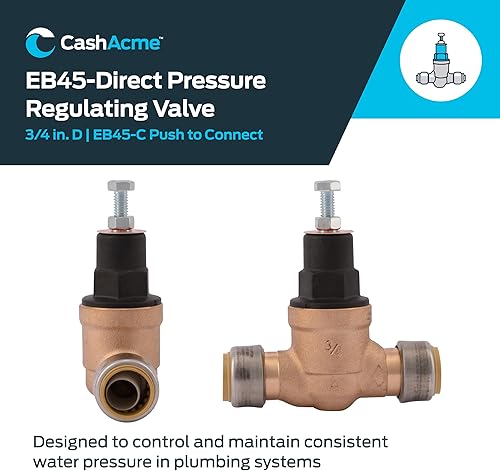 SharkBite 3/4 Inch EB45 Direct Pressure Regulating Valve, Push to Connect Brass Plumbing Fittings, PEX Pipe, Copper, CPVC, PE-RT, HDPE, 23808-0045 - Poueer