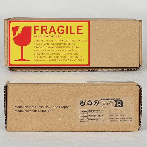 stonylab Glass Hex Head Hollow Glass Stopper, Hexagonal Head Glass Hollow Stopper for 24/40 Outer Joint Glass with Closed Bottom (5 Packs) - Poueer