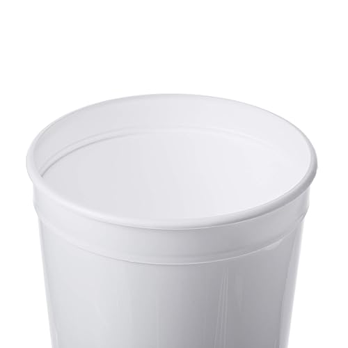 Consolidated Plastics 43900 Round Tub with Cover, HDPE, 80 oz., 10 Piece, White - Poueer