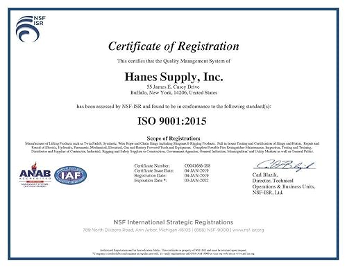 1/2' x 3' Single Leg Chain Sling | 15,000 Lbs WLL | Oblong Link-to-Grab Hook Ends | Grade 100 Alloy | 1' Master Link | for Tough Conditions | Hanes Supply (HSI) - Poueer