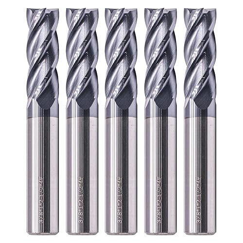 BestParts High Performance 5pcs 7/16' Solid Carbide Square End Mills, AlTiN Coated, 4 Flute, 30 Degree Helix, 7/16' Cutting Diameter, 7/16' Shank Diameter, 1' Length of Cut, 2-3/4' Overall Length - Poueer
