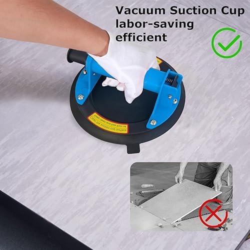 4Pack Glass Suction Cups to Lift Large Glass/Granite/Tile/Window, 2pcs Black and 2pcs Blue - Poueer