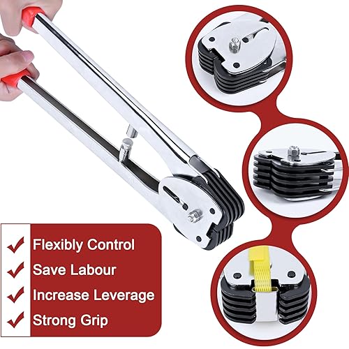MYFAMIREA Heavy Duty Banding Strapping Kit with Tensioner Tool, 1/2' x 3500FT Polypropylene Plastic Packaging Strapping, 300 Metal Seals, Sealer Tool for Pallets, Logistics, Warehouse (Red) - Poueer