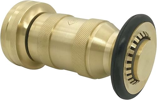 Happy Tree 1-1/2' NST/NH Fire Hose Nozzle 100 psi 85 gpm Brass Fire Equipment Heavy Duty Industrial Jet Fog Spray Nozzle Slim Neck - Poueer