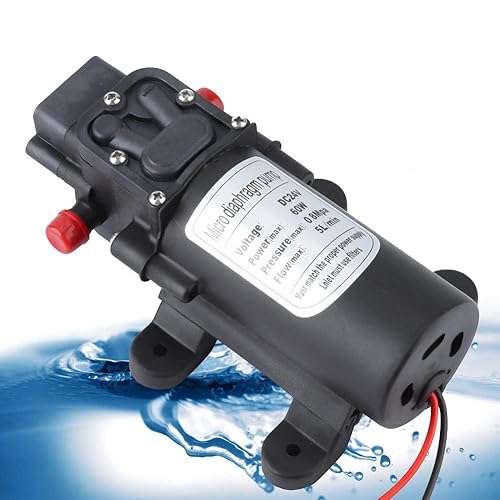 Micro Diaphragm Pump, 24V 60W Mini Electric Water Pump 5L/m Flow Micro Diaphragm Pump 1.5m Suction - Poueer