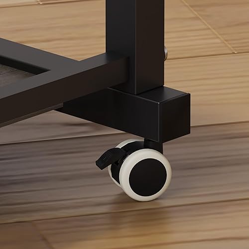 Over The Bed Table with Wheels Rolling Cart Tilting Sofa Laptop Stands Hospital Tray Medical OverbedTables-Black - Poueer