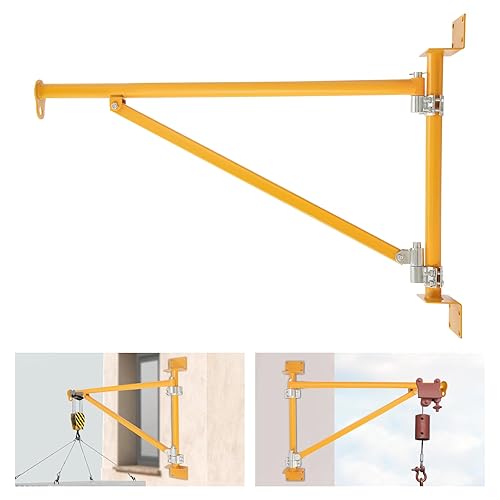 Wall Mount Jib Crane, 440lbs Capacity Wall Mount Hoist Bracket, 180° Swing Alloy Steel Heavy Duty Crane Support Arm Swing Arm Crane Bracket (Red) - Poueer