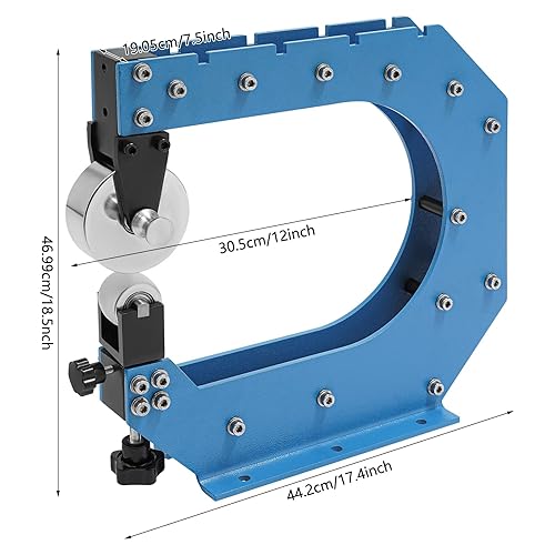 Professional Benchtop English Wheel with 5 Wheels, 12'' Throat Depth, Form Up to 16Ga/1.5mm Mild Steel, Copper, and Aluminum, 90° Rotatable Wheels - Poueer